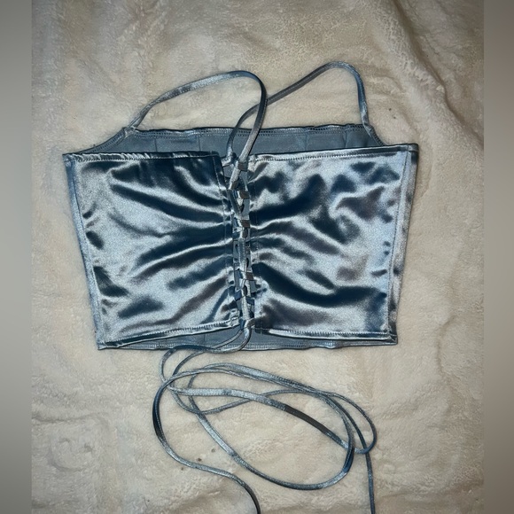 cropped blue tank with strings - Picture 2 of 5